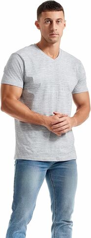 KLIEGOU Men's V Neck T Shirts - Casual Stylish Fitted Stretch Tees for Men in Kuwait