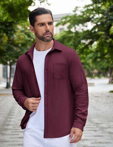 COOFANDY Mens Flannel Shirts Long Sleeve Thermal Button Down Shirt Shacket Lightweight Jacket in Saudi Arabia