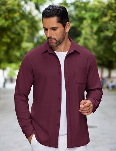 COOFANDY Mens Flannel Shirts Long Sleeve Thermal Button Down Shirt Shacket Lightweight Jacket in Saudi Arabia