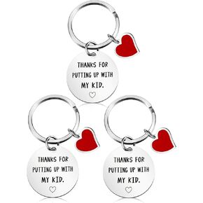 Daycare Teacher Gifts, 3 Pcs Thanks For Putting Up With My Kid Teacher Gifts Keychains for Women Daycare Teacher Valentines Gifts