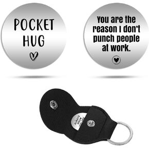 You are the reason I don't punch people at work pocket hug, friend gift, co worker gift, different, Christmas, work wife, work friend, fun w/Leather Case Keychain #PH71