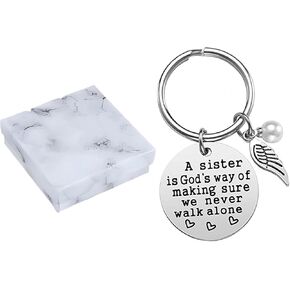 Sister gifts- A Sister is God's Way of Making Sure We Never Walk Alone Funny Keychain Sister Christmas Birthday Gifts
