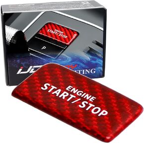 iJDMTOY Euro R Style Sports Red Real Carbon Fiber Keyless Engine Start/Stop Push Starter Button Cover Compatible with Volkswagen 2022-up MK8 Golf/GTI