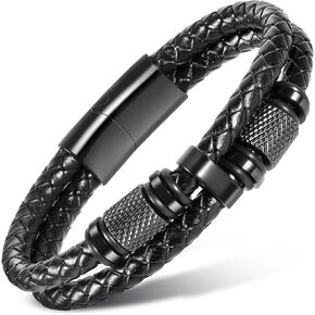 Men Bracelet Leather Infinity Bracelet Black Cool Jewelry gift for men multilayer stackable braclets bangle