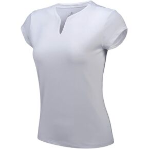 Tennis Shirts for Women Short Sleeves, Solid Golf T Shirts V-Neck Running Pickleball clothes for women