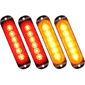 4.4" Aluminum Trailer Truck Side Marker Lights Amber and Red Clearance and Side Marker Lights IP67 Waterproof Surface Mount Side Marker Lighting for Trailer Truck Tractor RV (2Red +2 Amber)