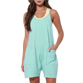 Buauty Women's Casual Rompers Summer Sleeveless Jumpsuits Loose Spaghetti Strap Shorts Overalls Trendy Outfits With Pockets
