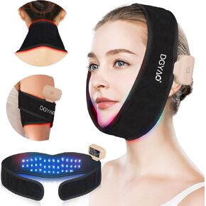 Red Light Therapy for Chin Neck Near Infrared Light Therapy Pain Relief Belt 8 Colors Portable Cordless Wearable Neck Chin Firming Rechargeable V Face Wrap