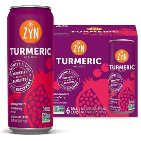 Turmeric Antioxidant Energy Drink by ZYN (6 Pack) Lemon Ginger, Low Calorie & No Added Sugar, Energy Turmeric Drinks for Inflammation Turmeric Drinks with Curcumin, Piperine, Vitamin C & Zinc