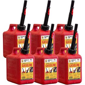 Midwest Can Company 1210 1 Gallon Gas Can Fuel Container Jugs w/ Spout (6 Pack)
