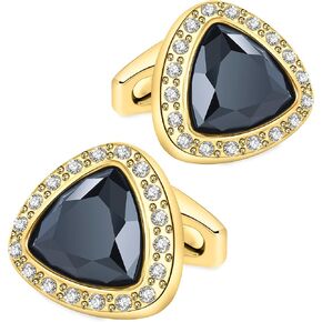 Sogee Black Crystal Cufflinks for Men Elegant Mens Cuff Links for Wedding Party Unique Gift