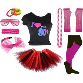 FUNDAISY Girls I Love The 80's Party Gilr Disco T-Shirt for 1980s Theme Party Outfit in Kuwait