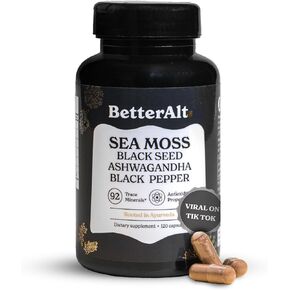 Sea Moss Capsules- Irish Sea Moss with Black Seed Oil, Ashwagandha & Black Pepper for Stamina, Strength & Endurance- High Potency Sea Moss Supplement - 60 Servings, 120 Capsules
