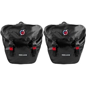 Demon Powersports Pannier Bag Black Adjustable Clip, Waterproof in High Luminosity Reflectors, Clip-On Rear Light Attachment & Shoulder Strap Attachment on Both Sides, Fit up to 15 mm (set of 2)
