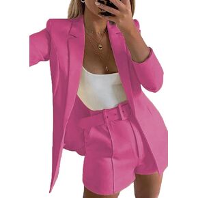 NRTHYE Women 2 Piece Outfits Long Sleeve Blazer & Short Suits Casual Tops & Bottoms Set