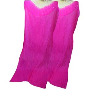 1 Pair 1.8m Belly Dancing Artificial Silk Fans Chinese Handmade Bamboo Veils Long Fans Worship Praise Flag Streamer (Yellow) in Saudi Arabia