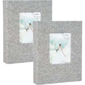 Spbapr Small Photo Album 4x6 Photos, 2 Pack Linen Cover Mini Photo Book, 26-Pockets Holds 52 Vertical Pictures, Artwork or Postcards Storage