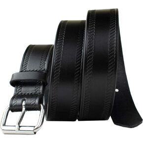 Black Rope Belt - USA Made Top Grain Leather with Certified Nickel Safe Stainless Steel Buckle