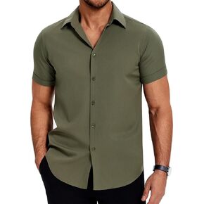 COOFANDY Men's Short Sleeve Dress Shirts Strech Stain Shield Button Down Shirts