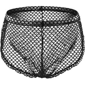 FEOYA Sexy Lingerie for Men Low Waist Mesh See Through Boxer Brief Fishnet Underwear
