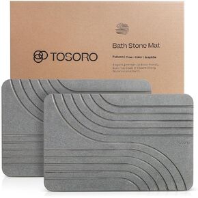 Stone Bath Mat, Diatomaceous Earth Non-Slip Stone Shower Mat - Quick Drying Absorbent Bath Mats for Bathroom - Elegant & Modern Design, Easy to Clean (23.5 x 15) - Graphite