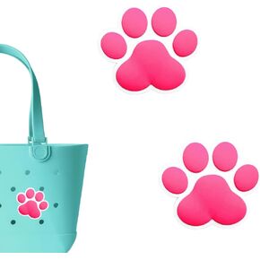 Paw Print Charms Compatible with All Bogg Bags - Set of 2 PVC Rubber Inserts, Beach Bag Decorations for Girls and Women