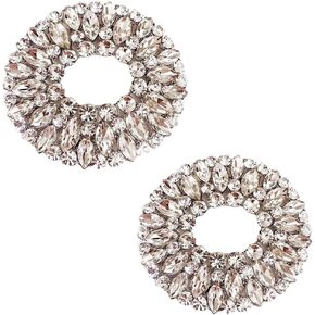 2 Pack Women's Crystal Shoe Buckle Wedding Decoration Rhinestone Shoe Accessories High Heel Clips Fashion Shoe Buckle, Black