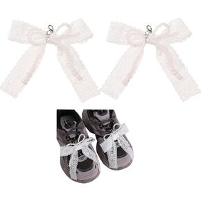 Lace Pearl Bow Shoe Charms for Sneakers Y2k Aesthetic Lace Bow Pearl Bowknot Shoelace Charms for Sneakers Keychain Bag Charms (Style 2)