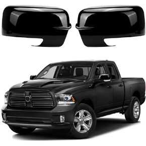 Black Side Mirror Covers Caps Compatible with 2009-2018 Dodge Ram 1500 and 2019-2024 RAM 1500 Classic With Turn Signal Cut-Outs (Black-with Cut-Outs)