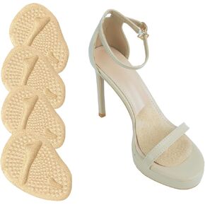 2 Pairs Metatarsal Pads Women Ball of Foot Cushions Heel Inserts, High Heel Cushion Forefoot Foot Pads Shoe Inserts, Comfort Pain Relief All Day No Slip (Beige, One Size fits All)