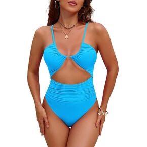 oten Women Sexy One Piece Tummy Control Swimsuits Cut Out Ruched High Waisted 1 Piece Bathing Suit Swimwear