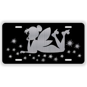 Tinkerbell Fairy Princess Periwinkle Peter Pan Disney Movie Pixi Dust Wings Gift Black Etched License Plate Aluminum Plate | 12 Inch by 6 Inch Standard Size License Plate LP006