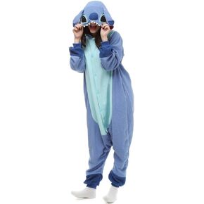Animal Onesie for Women Men Adult Costume Cosplay One Piece Pajamas Halloween Xmas Gifts (Blue, L)