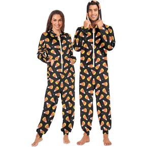 Fisyme Adult Onesie Pajamas for Women Men Long Sleeve One-Piece Costume Sleepwear Jumpsuit