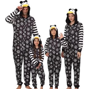 Matching Christmas Holiday Pajamas for Family Couples Womens Sleepwear Mens Cute Xmas One Piece Pjs Funny Onesie Pijamas Adult Loungewear Jumpsuit Jammies with Snowflake Print(Penguin,Women-XXL)