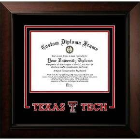 Campus Images Texas Tech Red Raiders 14w x 11h Legacy Black Cherry Spirit Logo Diploma Frame