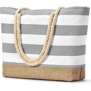 Becokan Beach Bags for Women Large Canvas Beach Tote Bag Beach Bags Waterproof Sandproof Swim Pool Bag Travel Essentials