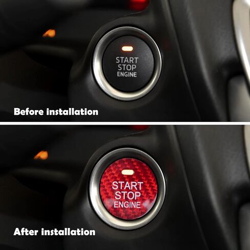 QianBao Compatible with Start Stop Button Cover Carbon Fiber Keyless Car Engine Push Start Ignition Switch Sticker for Mazda 3 6 CX-3 CX-4 CX-5 CX-8 MX-5 Black in Saudi Arabia