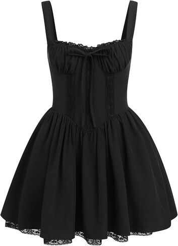 Women Corset Dress Floral Mini Dress Sexy Spaghetti Straps Low Cut Lace Short Dress Ruffle Summer Bustier Sundress in Kuwait