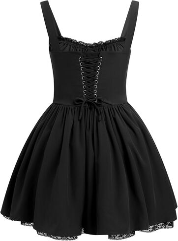 Women Corset Dress Floral Mini Dress Sexy Spaghetti Straps Low Cut Lace Short Dress Ruffle Summer Bustier Sundress in Kuwait
