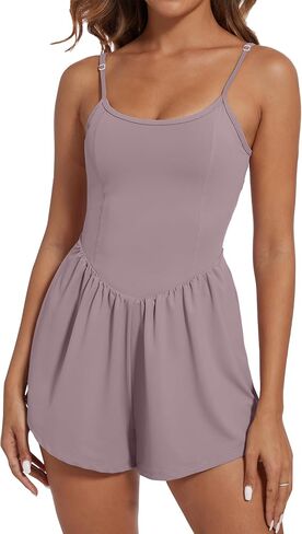 Wenlia Womens Summer Sleeveless Workout Rompers with Bra One Piece Adjustable Spaghetti Straps Double Lined Shorts Jumpsuits in Saudi Arabia