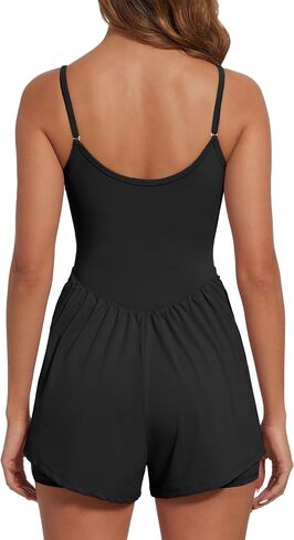 Wenlia Womens Summer Sleeveless Workout Rompers with Bra One Piece Adjustable Spaghetti Straps Double Lined Shorts Jumpsuits in Saudi Arabia