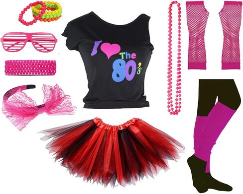 FUNDAISY Girls I Love The 80's Party Gilr Disco T-Shirt for 1980s Theme Party Outfit in Kuwait