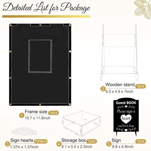 AerWo Wedding Guest Book Alternative, Guest Book Wedding Reception, Acrylic Guest Book Drop Box with Stand, Plywood Box, 100 Wooden Hearts and Marker Pen, Wedding Signs for Ceremony and Reception in Saudi Arabia