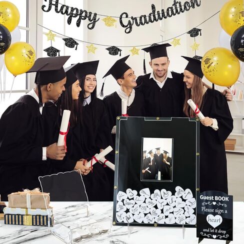 AerWo Wedding Guest Book Alternative, Guest Book Wedding Reception, Acrylic Guest Book Drop Box with Stand, Plywood Box, 100 Wooden Hearts and Marker Pen, Wedding Signs for Ceremony and Reception in Saudi Arabia