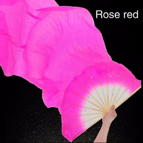 1 Pair 1.8m Belly Dancing Artificial Silk Fans Chinese Handmade Bamboo Veils Long Fans Worship Praise Flag Streamer (Yellow) in Saudi Arabia