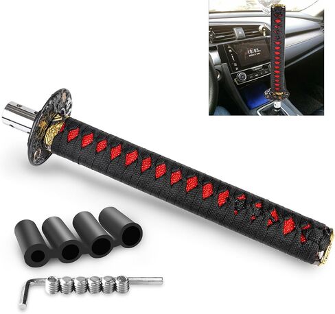 Katana Gear Shift Knob Samurai Sword Shifter Knob Universal Fit for Manual Cars with Adapters Black（26cm） in Kuwait
