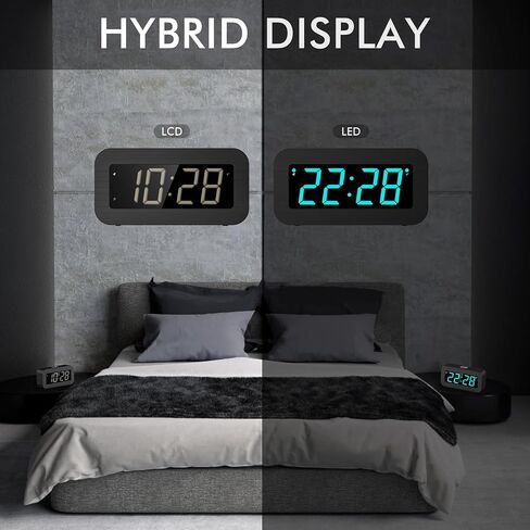 ساعة منبه رقمية مع شاشة عرض LED/LCD هجينة، تعمل بالبطارية أو بالقابس، ساعة أساسية صغيرة بسيطة للسفر وغرفة النوم المنزلية (شاشة زرقاء) in Kuwait