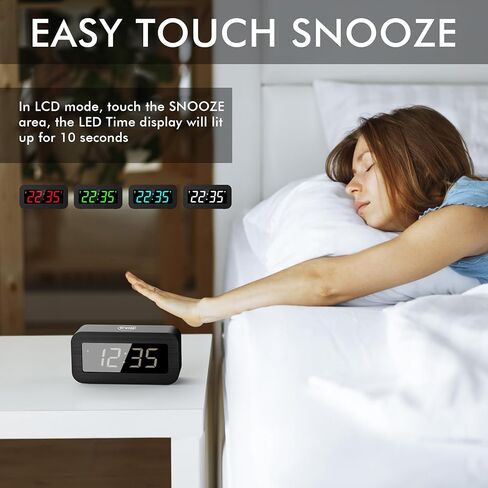 ساعة منبه رقمية مع شاشة عرض LED/LCD هجينة، تعمل بالبطارية أو بالقابس، ساعة أساسية صغيرة بسيطة للسفر وغرفة النوم المنزلية (شاشة زرقاء) in Kuwait