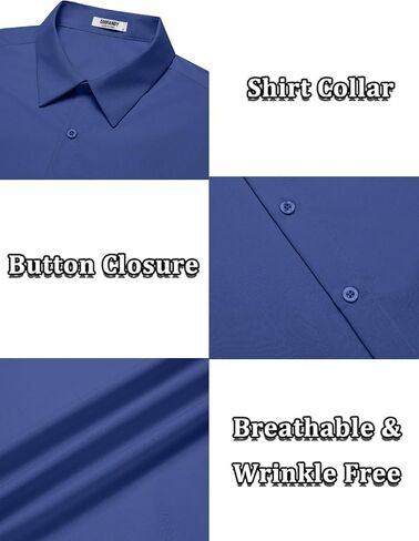 COOFANDY Men's Short Sleeve Dress Shirts Casual Button Down Wrinkle Free Regular Fit Business Untucked Shirts in Saudi Arabia